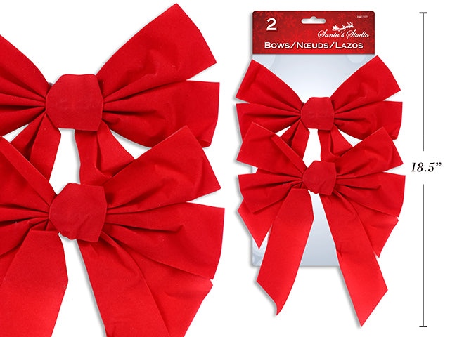 Carton Of 36 Christmas Red Velvet Bow With 4 Glitter Loops