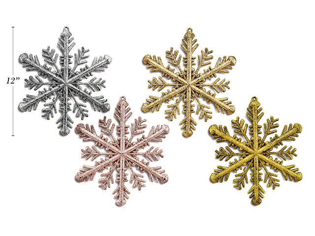 Carton Of 24 Jumbo Glitter Hanging Snowflake