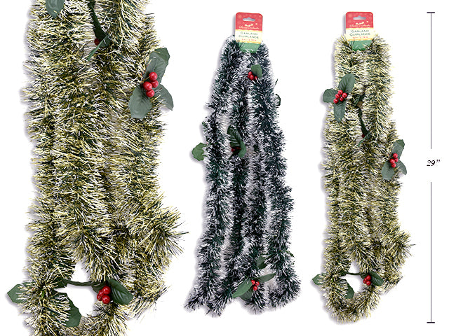 Carton Of 24 Christmas Garland Tinsel And 6 Sets Of Poinsettia