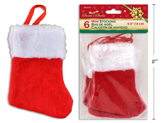 Carton Of 24 Christmas Plush Cuff Mini Stocking