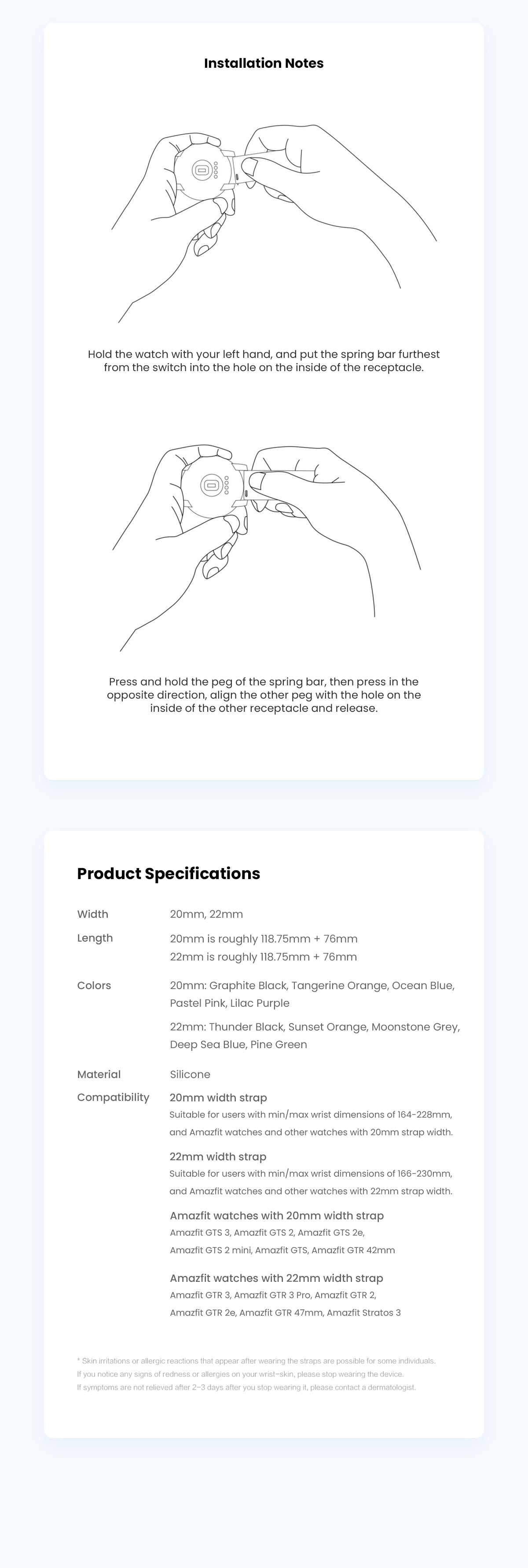 Amazfit bip band size hotsell