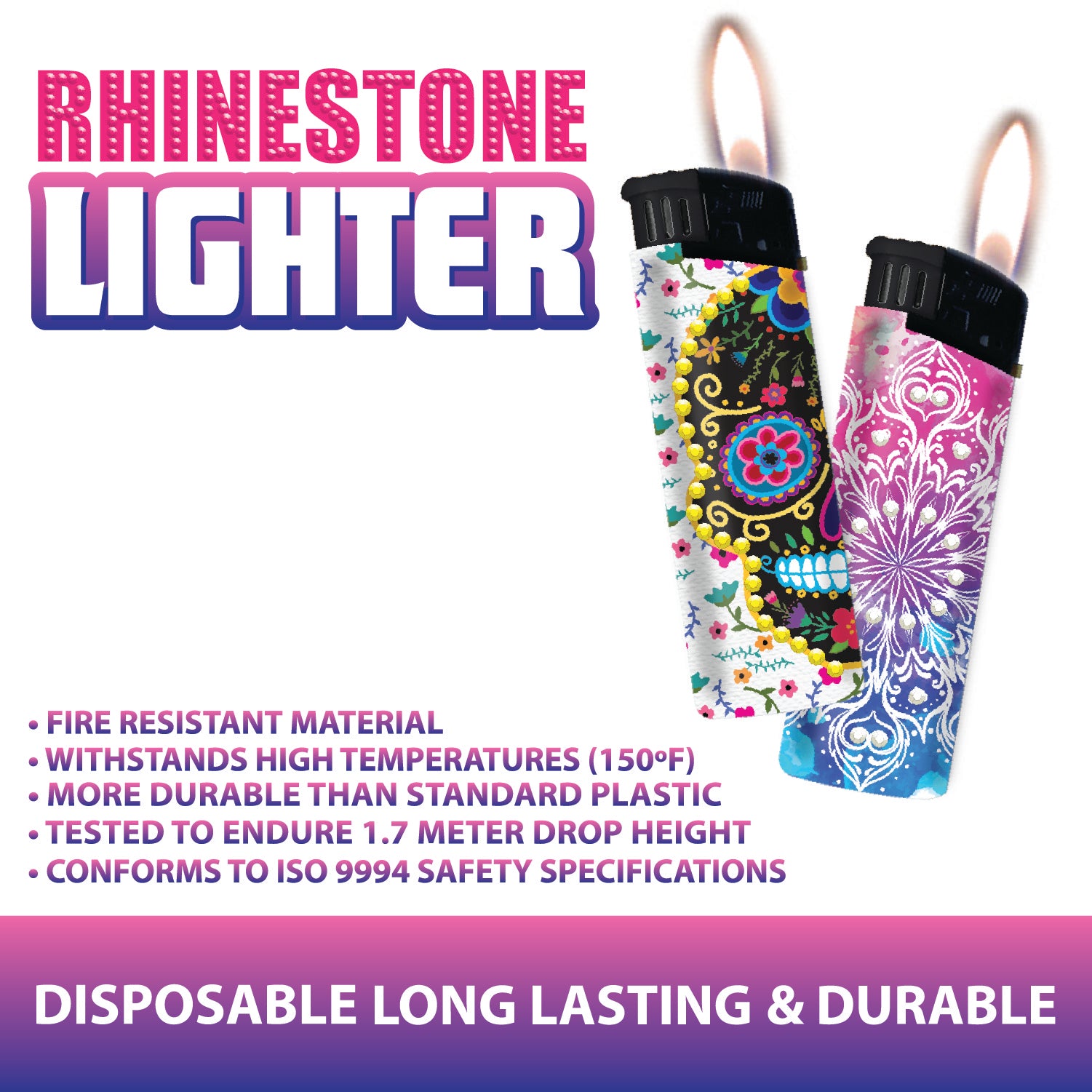 Disposable Rhinestone Lighter- 24 Pieces Per Retail Ready Display 24909