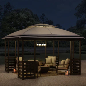 SummerCove 11 ft. x 13 ft. White 2-Tier Steel Soft Top Gazebo with Ceiling Hook