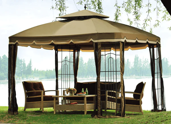 Sunjoy Ginger Snap+Beige Replacement Canopy For Bay Window Gazebo (10X12 Ft) L-GZ329PST-2 Sold At BigLots