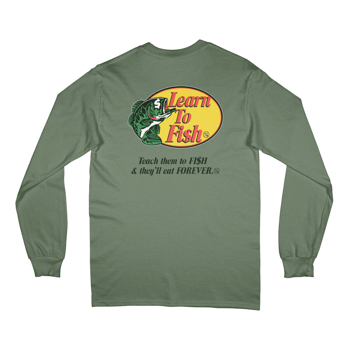 FLY SUPPLY LEARN TO FISH LONG SLEEVE SHIRT - MILITARY GREEN