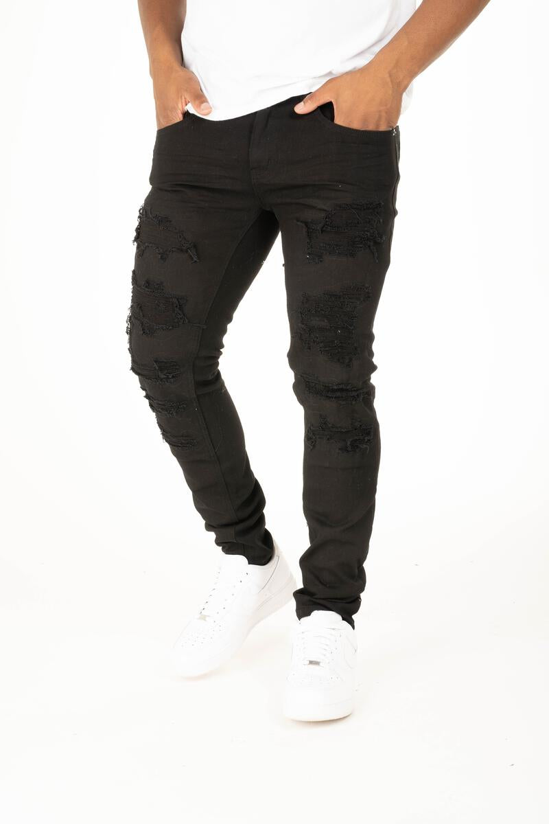 TAKER PREMIUM TWILL PANTS, RIP & REPAIRED STYLE