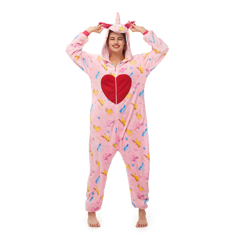 Pink Print Unicorn Onesie Pajama
