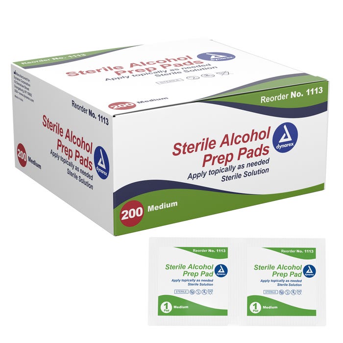 Dynarex Alcohol Prep Pads Sterile, 200/BX.