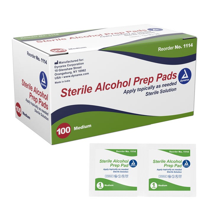 Dynarex Alcohol Prep Pads Sterile, 200/BX.