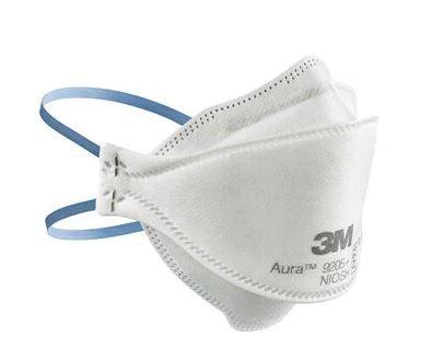 3M 9205+ Particulate Respirator Mask 3M Aura Industrial N95 Flat Fold Elastic Strap One Size Fits Most White NonSterile  Adult