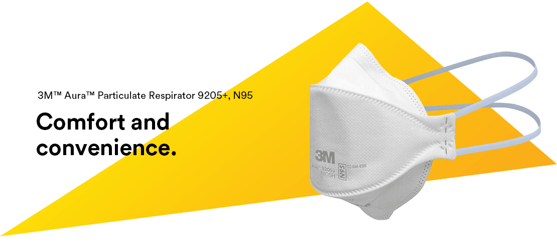 3M 9205+ Particulate Respirator Mask 3M Aura Industrial N95 Flat Fold Elastic Strap One Size Fits Most White NonSterile  Adult