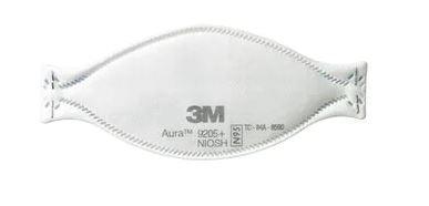 3M 9205+ Particulate Respirator Mask 3M Aura Industrial N95 Flat Fold Elastic Strap One Size Fits Most White NonSterile  Adult