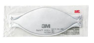 3M 9205+ Particulate Respirator Mask 3M Aura Industrial N95 Flat Fold Elastic Strap One Size Fits Most White NonSterile  Adult