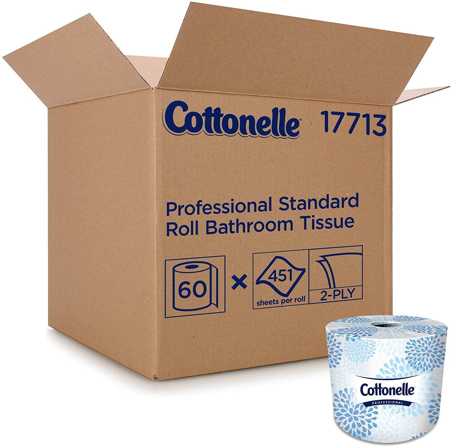 Cottonelle Professional Bulk Toilet Paper for Business (17713), Standard Toilet Paper Rolls, 2-Ply, White, 60 Rolls/Case, 451 Sheets/Roll