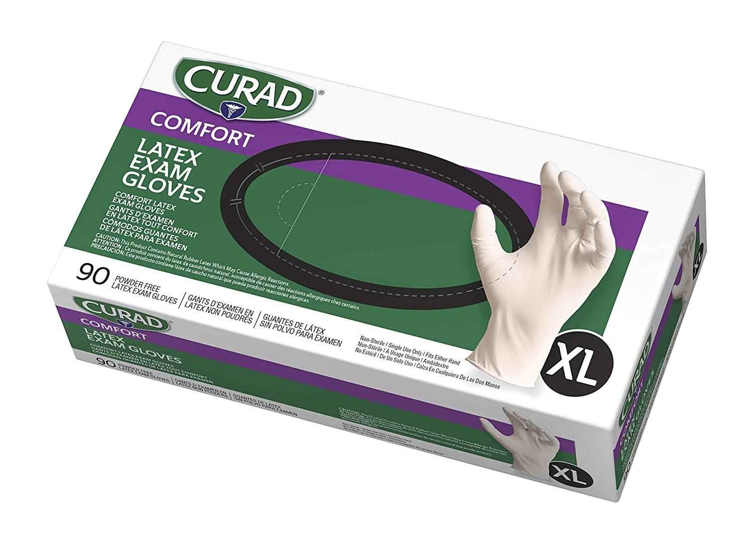 Curad Disposable Medical Latex Gloves, Powder Free Latex Gloves are Textured, 100 Count