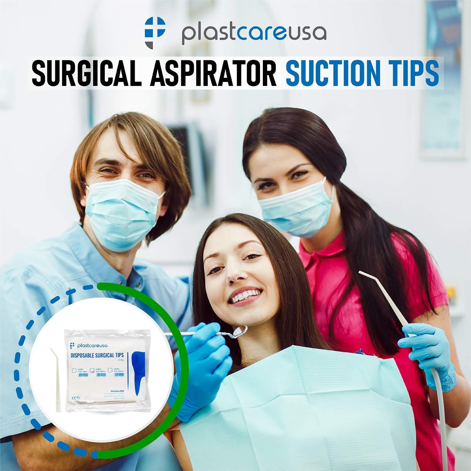 Dental Surgical Aspirator White Suction Tips, 1/8 Inch Diameter
