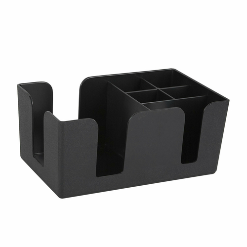 6 Compartment Black Plastic Bar Caddy