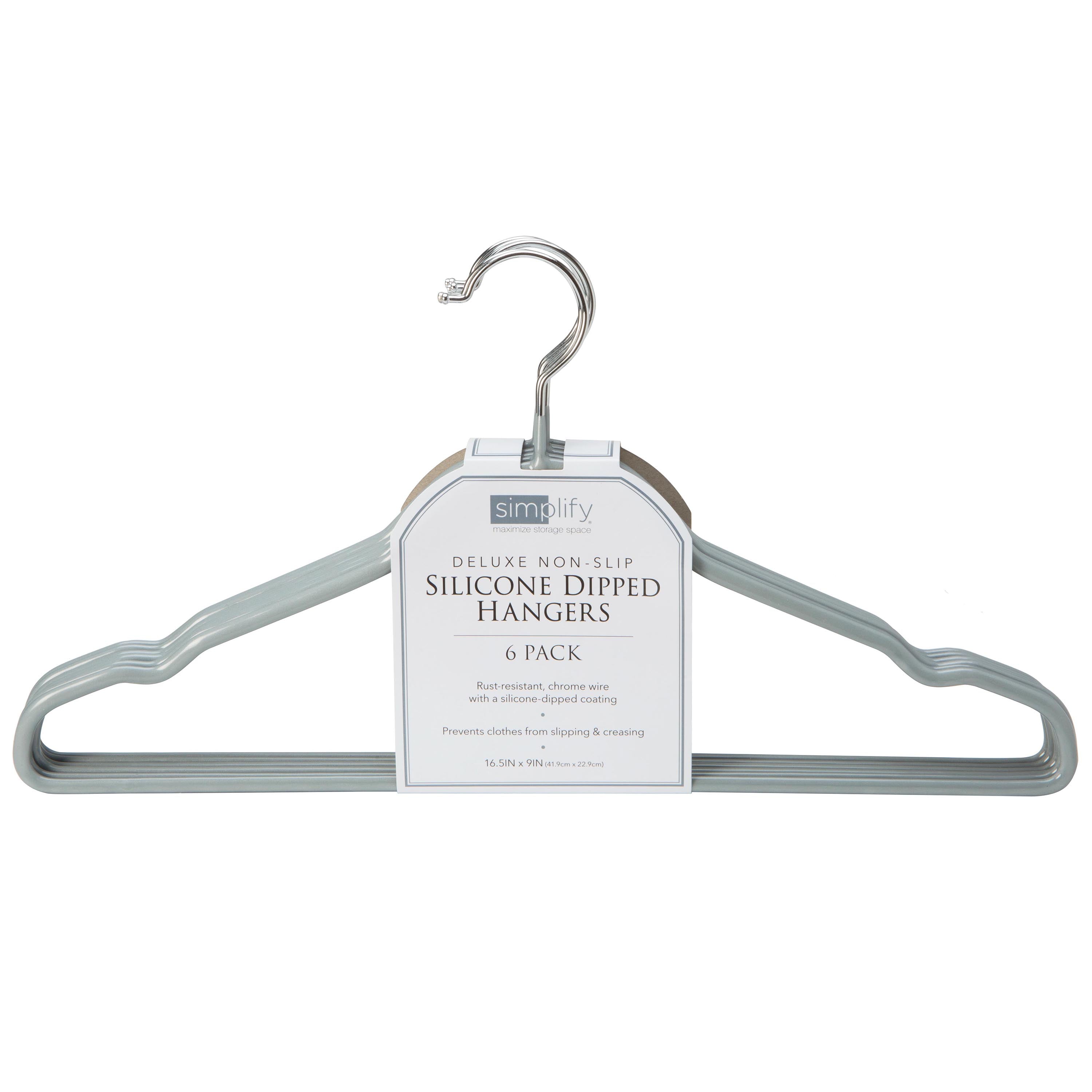 Simplify 6pk Flat Wire Non Slip Hanger-Gray