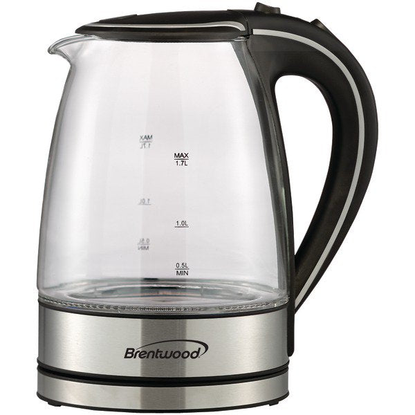 Brentwood Appliances Tempered Glass Tea Kettles, 1.7-Liter, Black