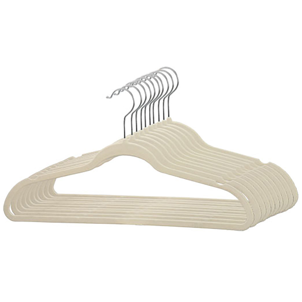 Home Basics 10 Piece Velvet Hanger, Ivory