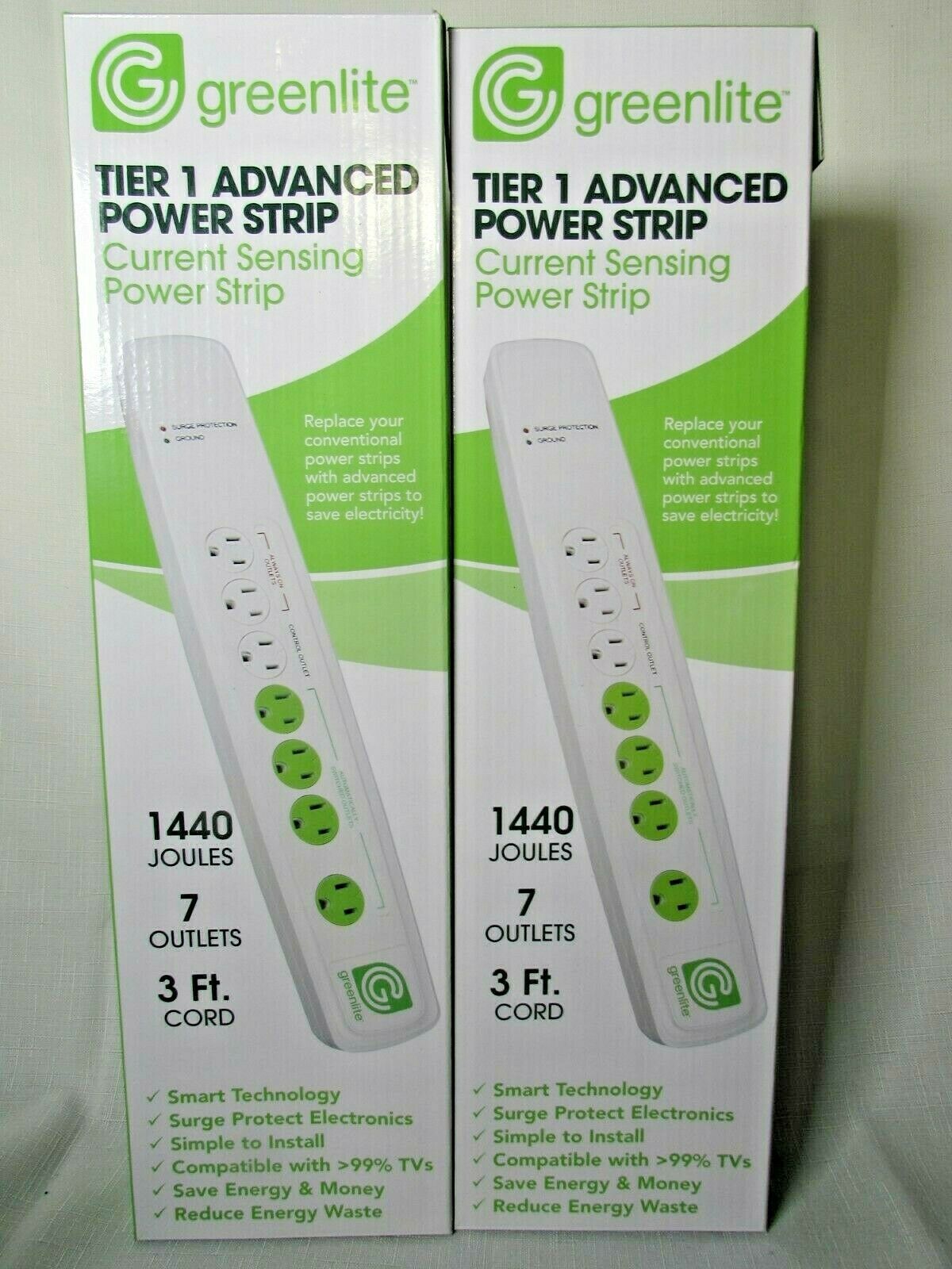 Greenlite Advanced Power Strip - 7 outlets - 3ft Cord - 1400 joules