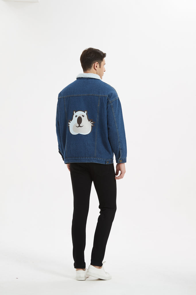 Overwhalemed Whale, Cute Classic Lined Denim Jacket