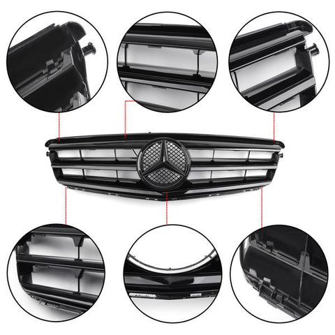 Front Bumper Grille Fit For Benz C Class W204 W/LED Emblem C300/C350 2008-2014 Generic