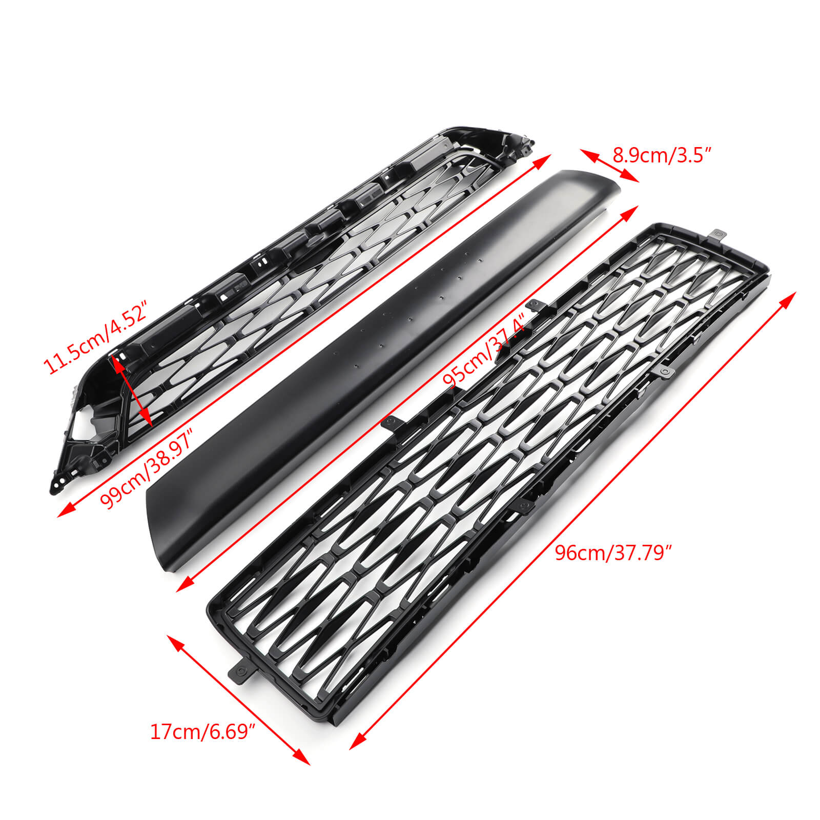 3 Piece Front Bumper Grille Replacement Kit For 2014-2019 Toyota 4Runner TRD PRO PZ323-35056 PZ327-35053Generic
