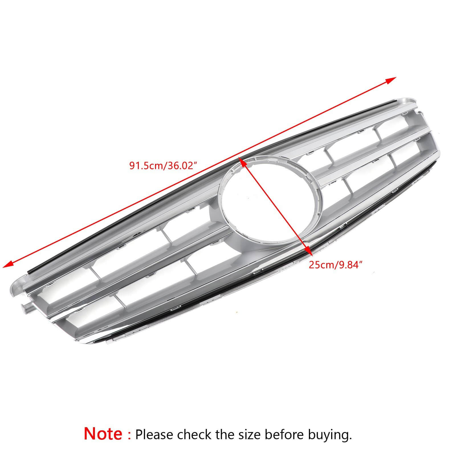 Front Bumper Grille Fit 2008-2014 Benz C Class W204 W/LED Emblem C300/C350 2008-2014 Chrome Generic