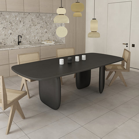 Solid Wood Designer High End Household Rectangular Black Dining Table Household Rectangular Black Dining Table, 108 Dining Table Solid Wood