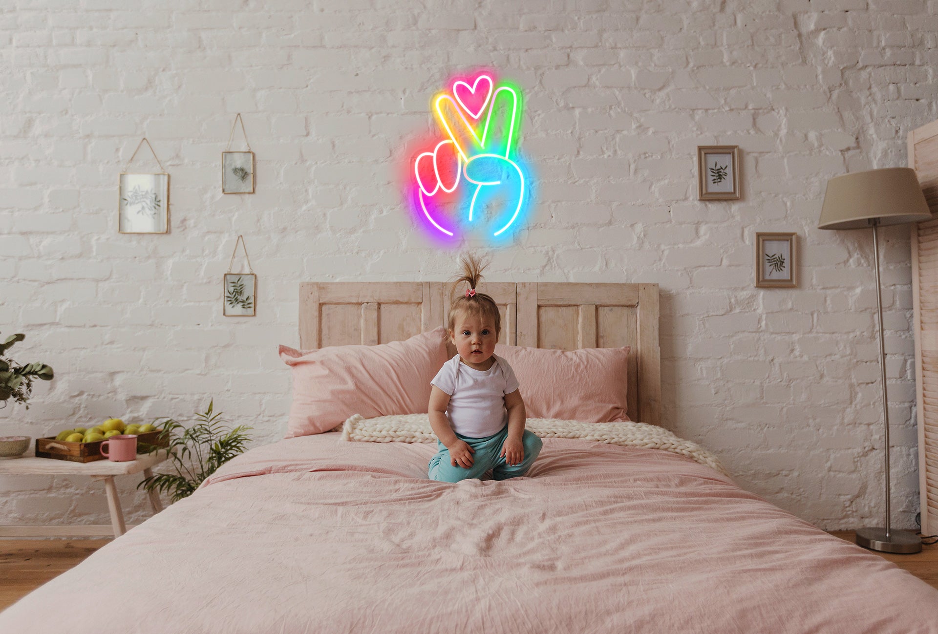 Peace gesture Neon Light