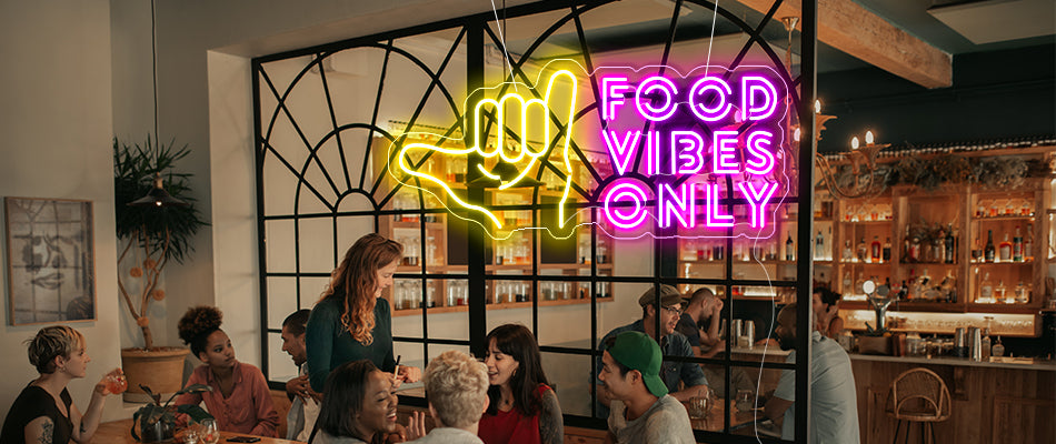 food vibes only neon light signs