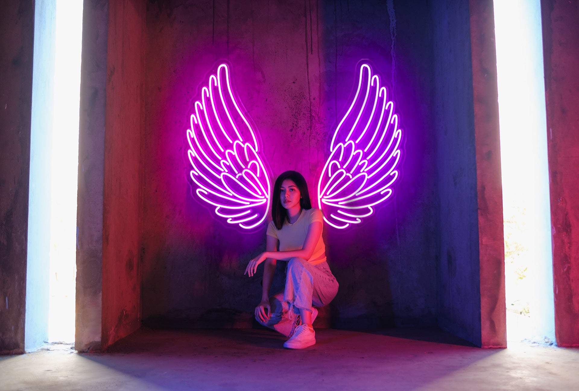 angel wings neon