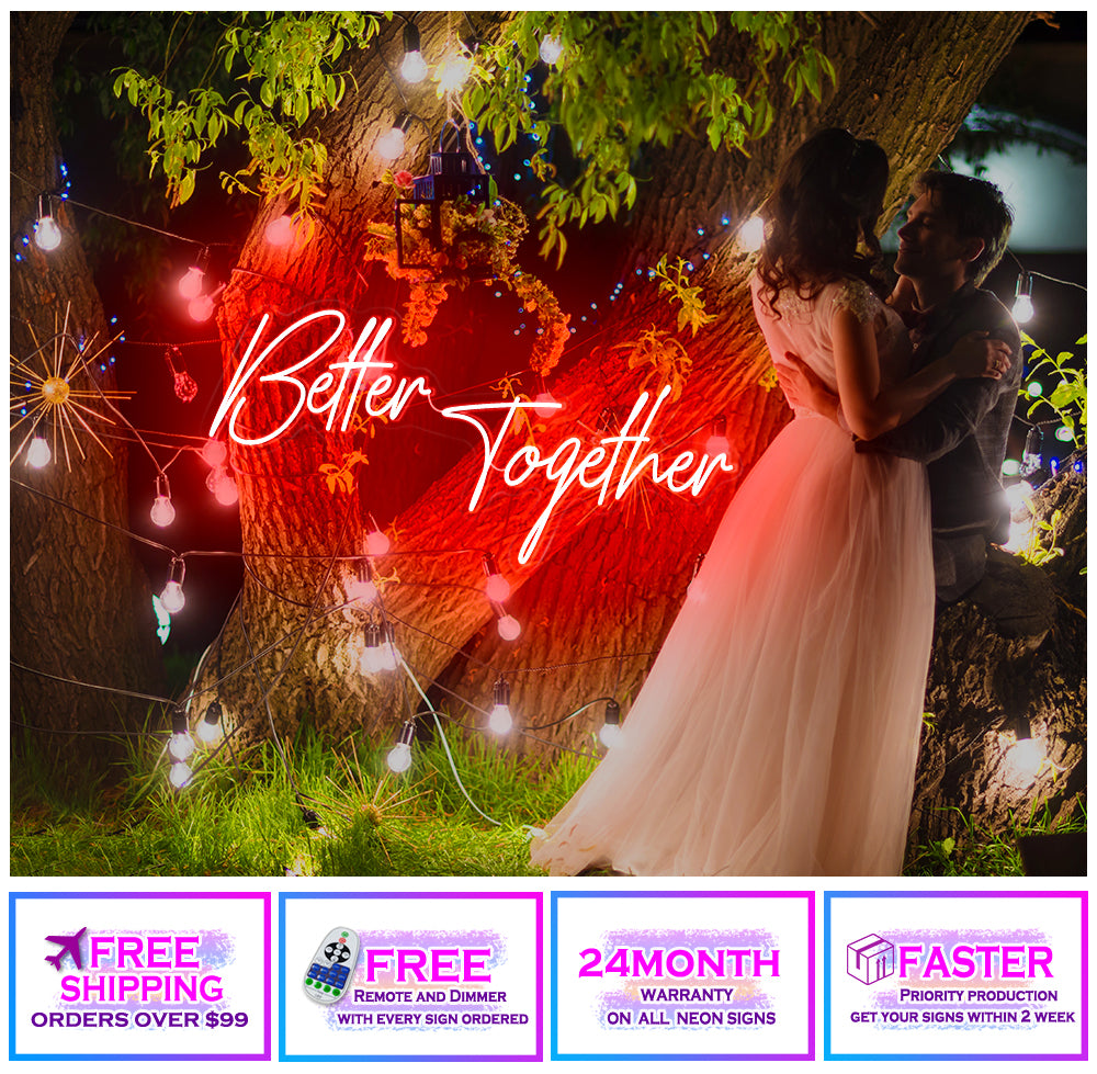 Better Together neon wedding sign