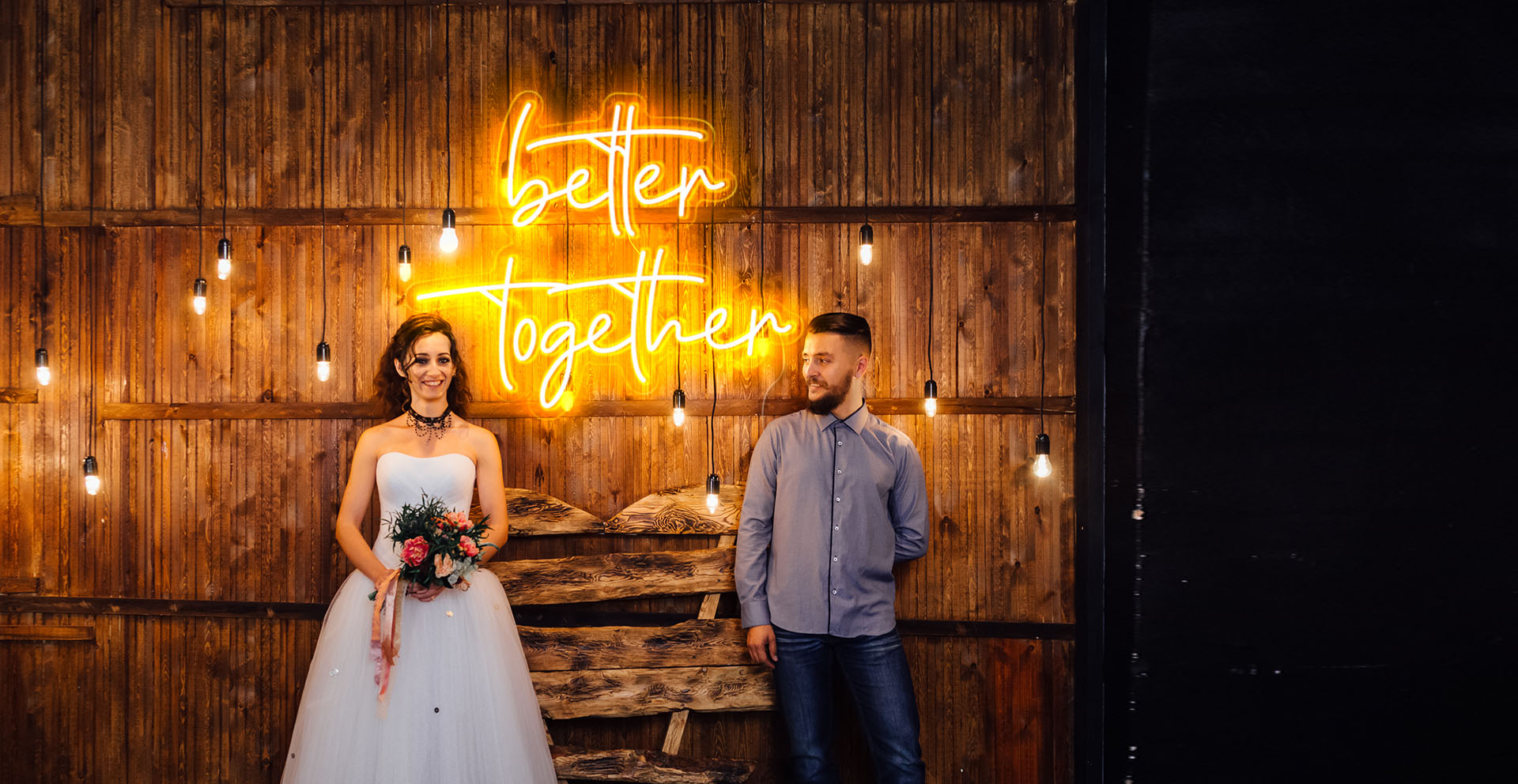 better together neon wedding sign