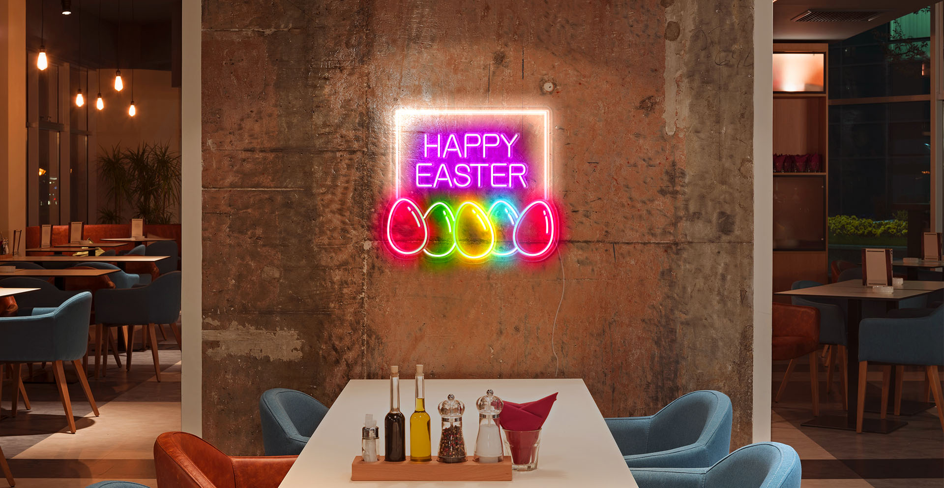 Happy easter& eggs neon sign