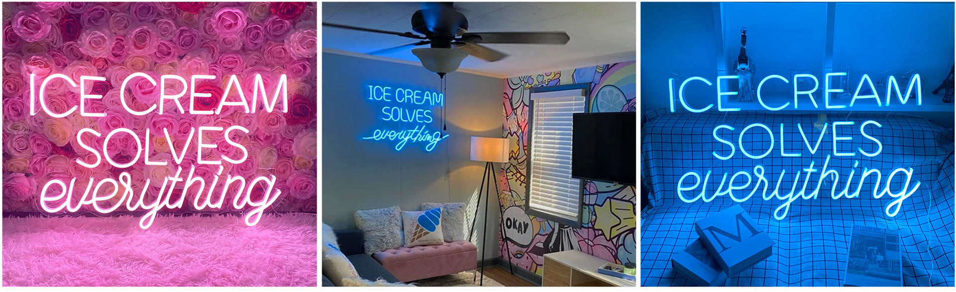 Ice cream solves everything neon art