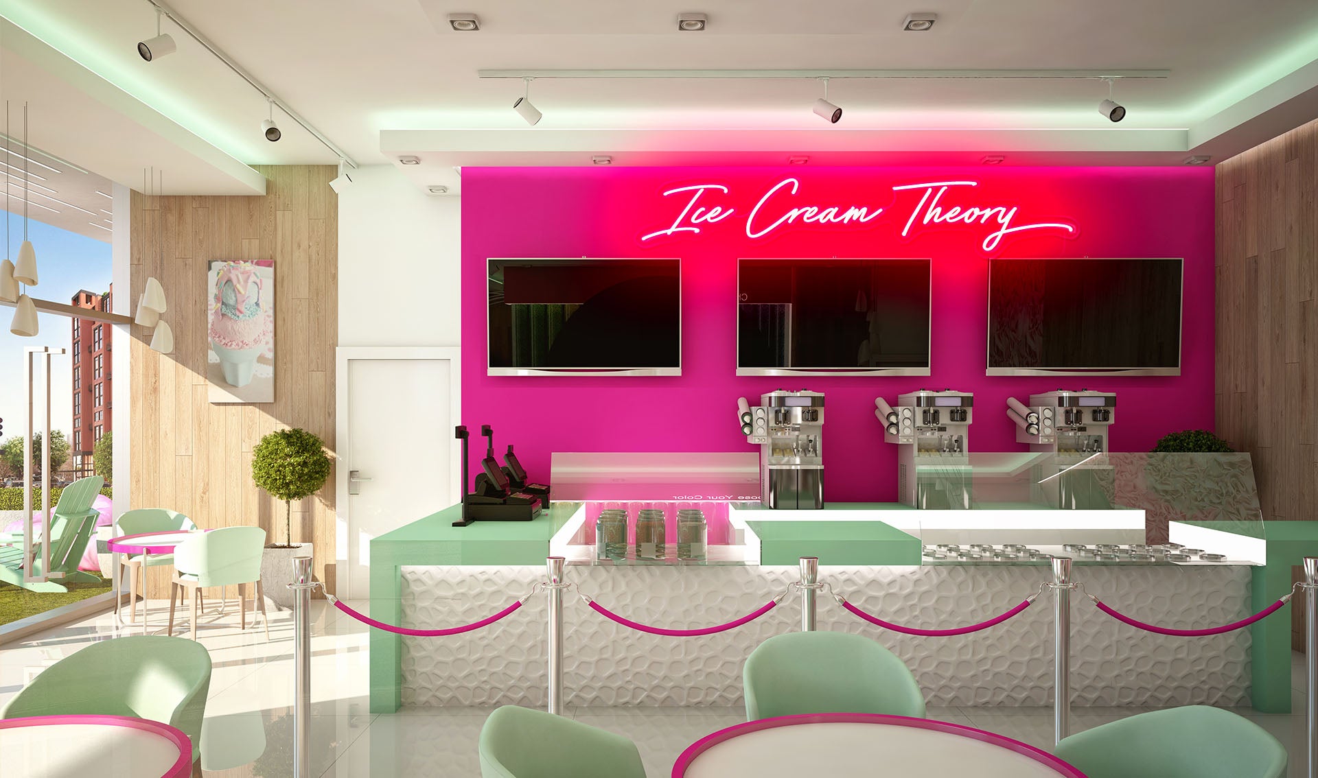 Ice cream theory neon wall art