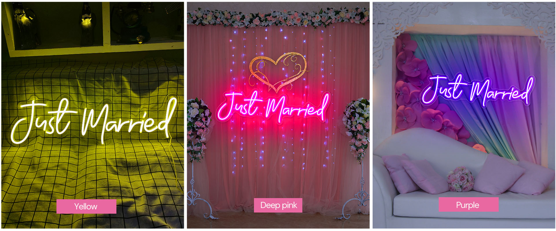 just married neon wedding sign