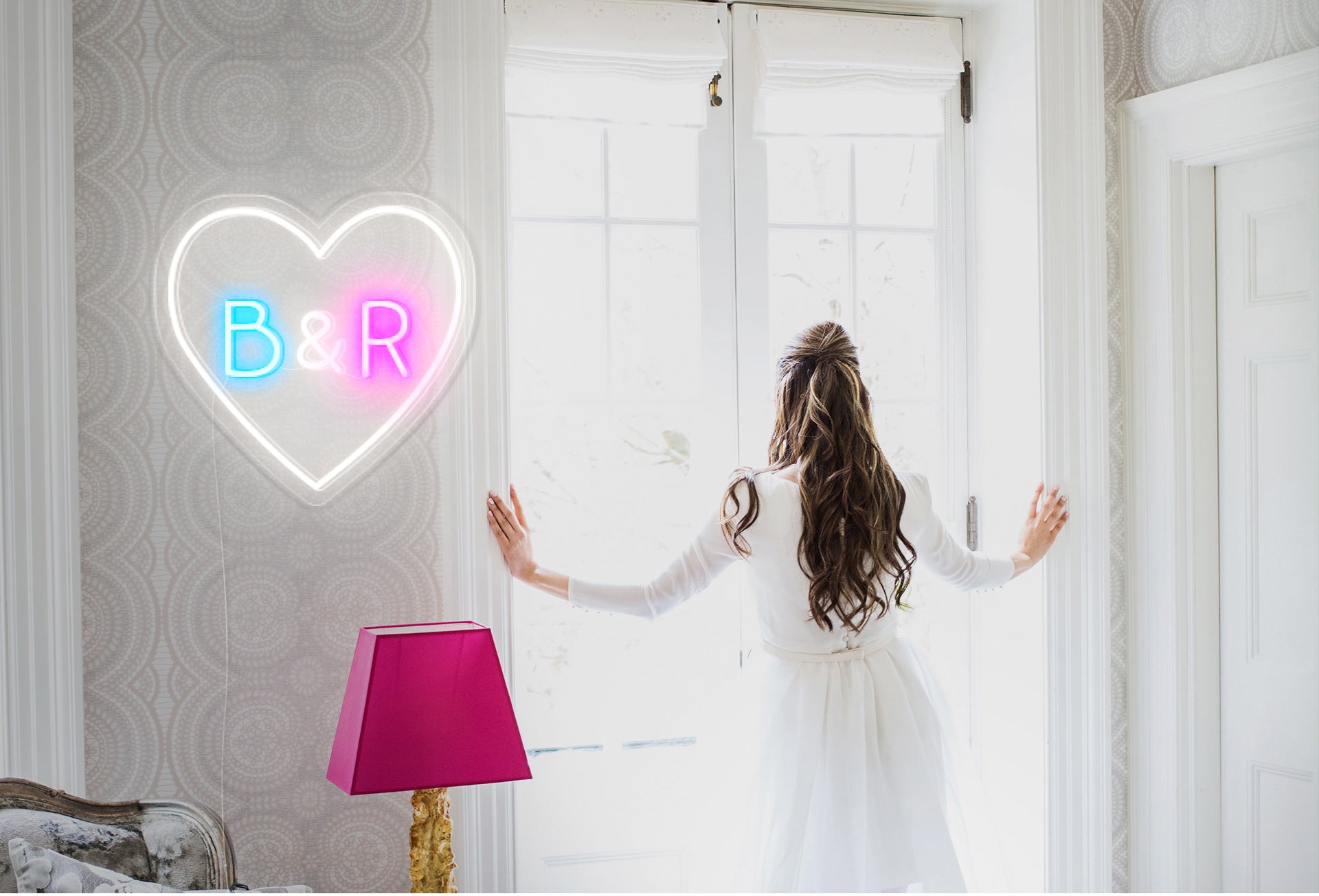 First name Neon heart light