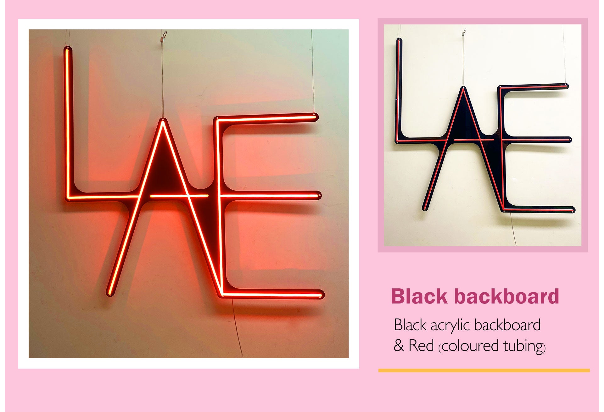 Red & black blackboard neon
