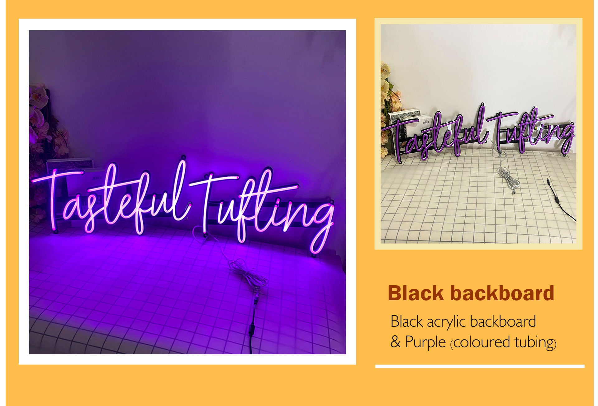 Purple & &black blackboard neon