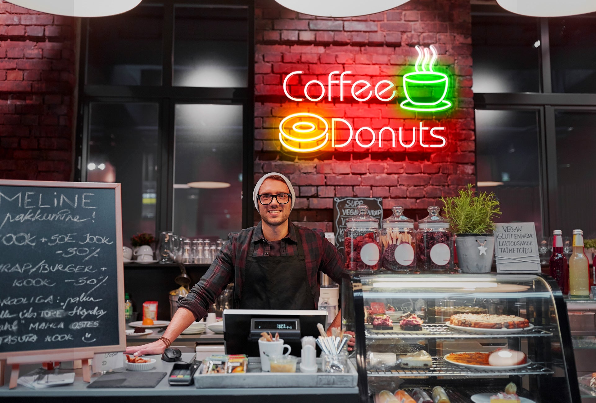 Coffee donuts Aesthetic neon