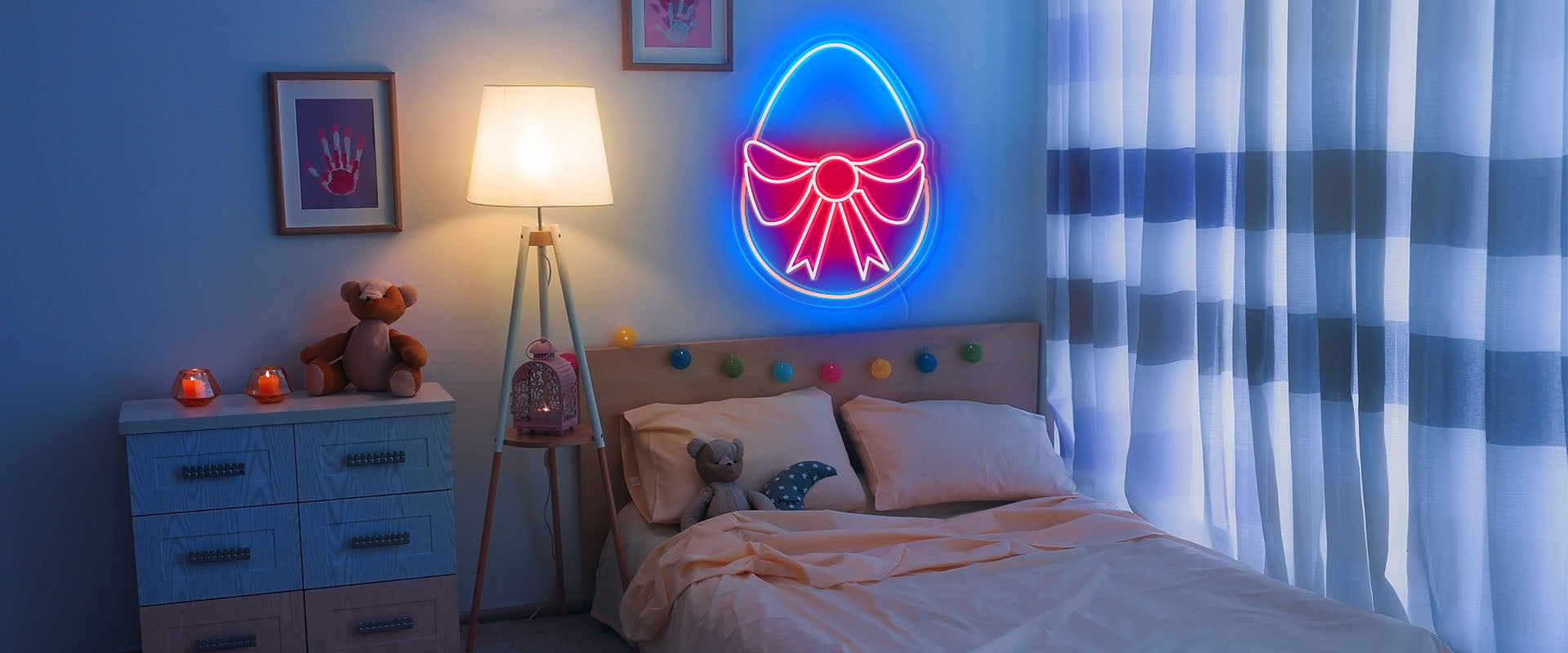 Easter bowknot& eggs neon art