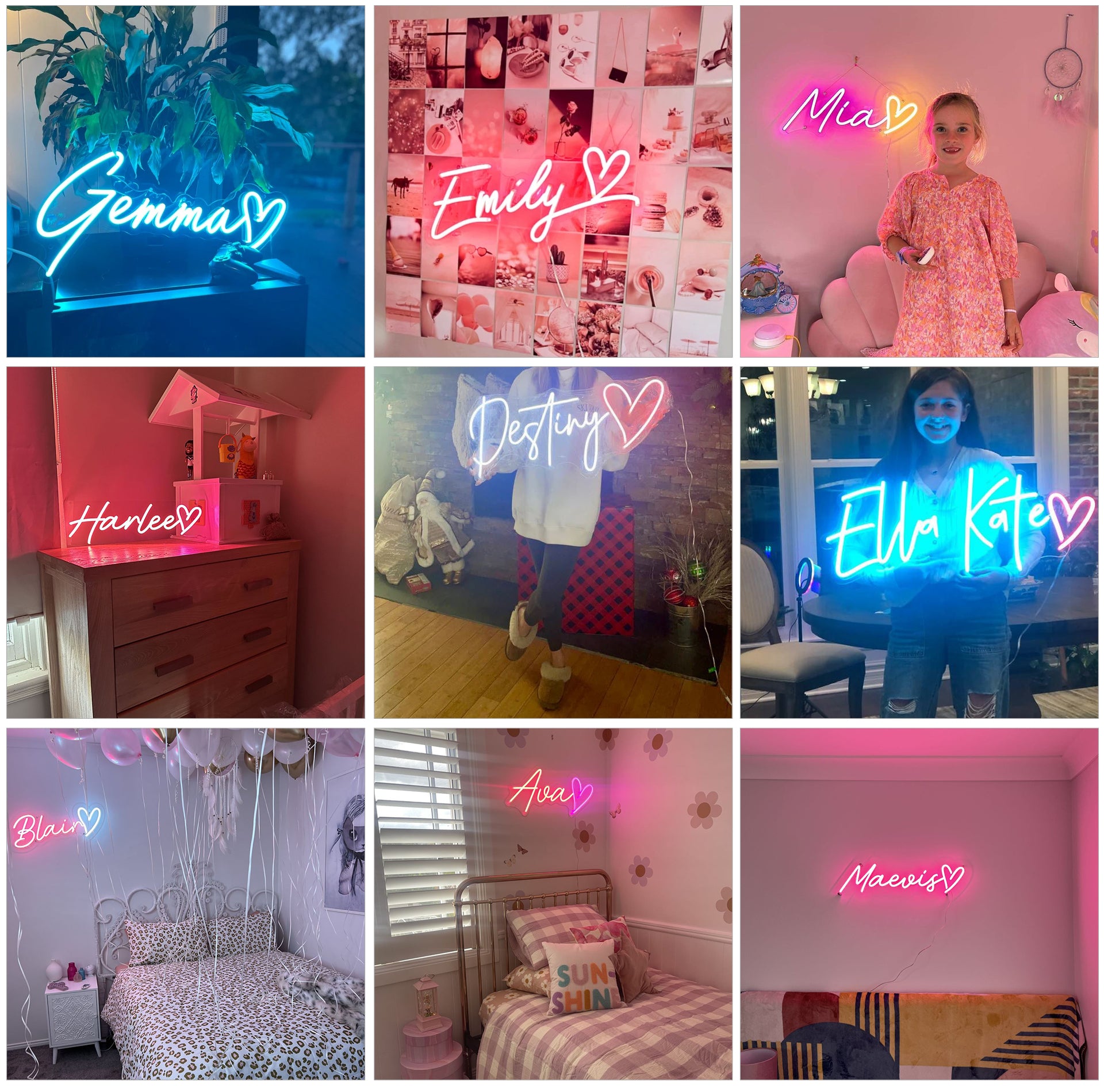 name with heart neon sign
