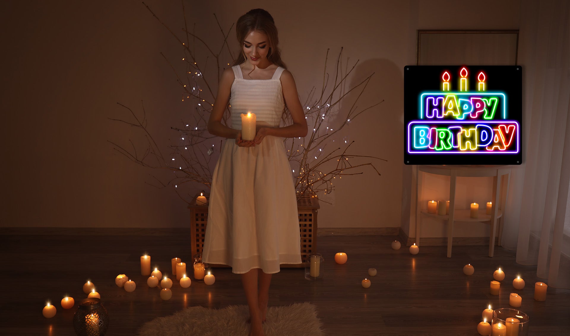 happy birthday neon light sign