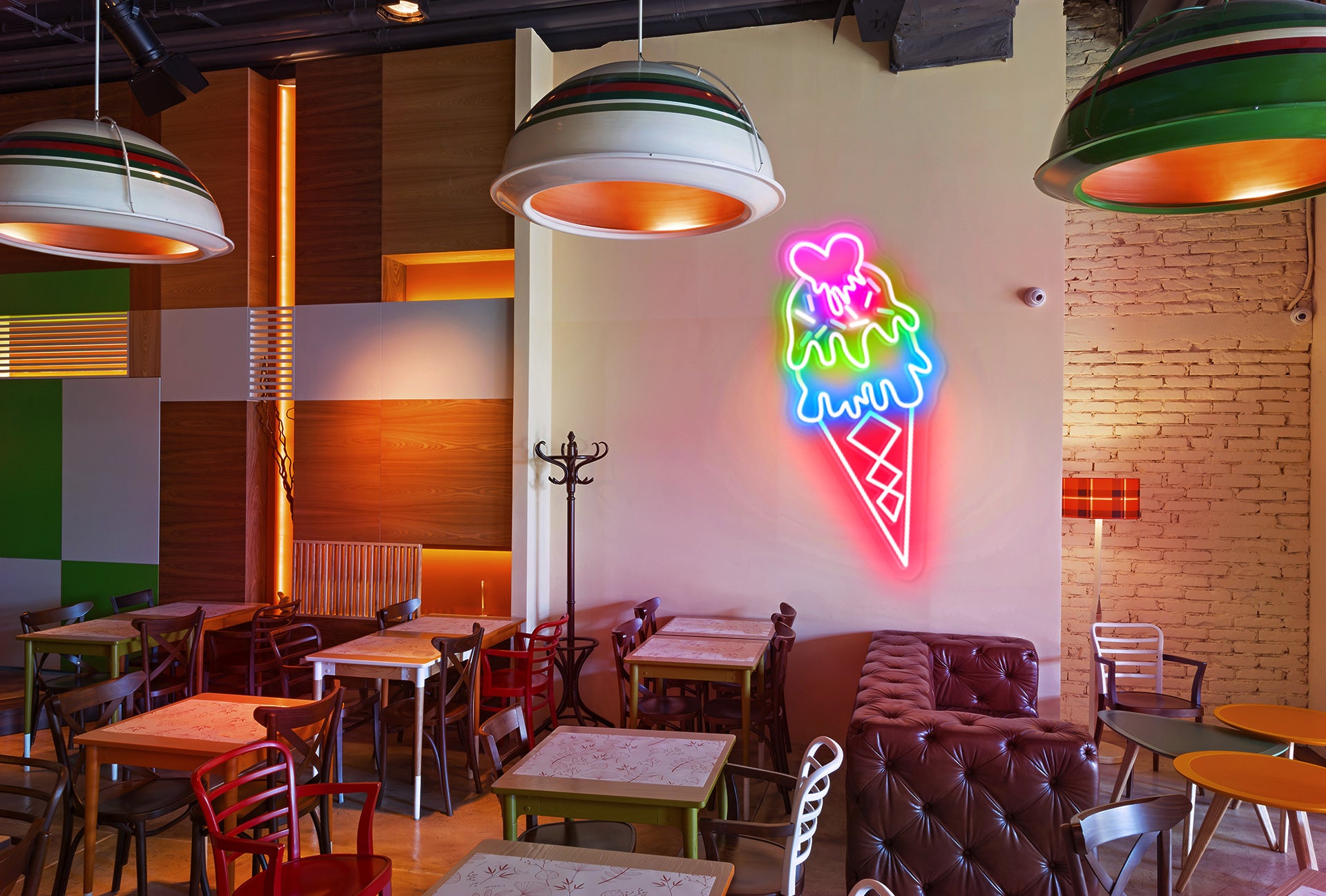 Colourful ice cream neon sign