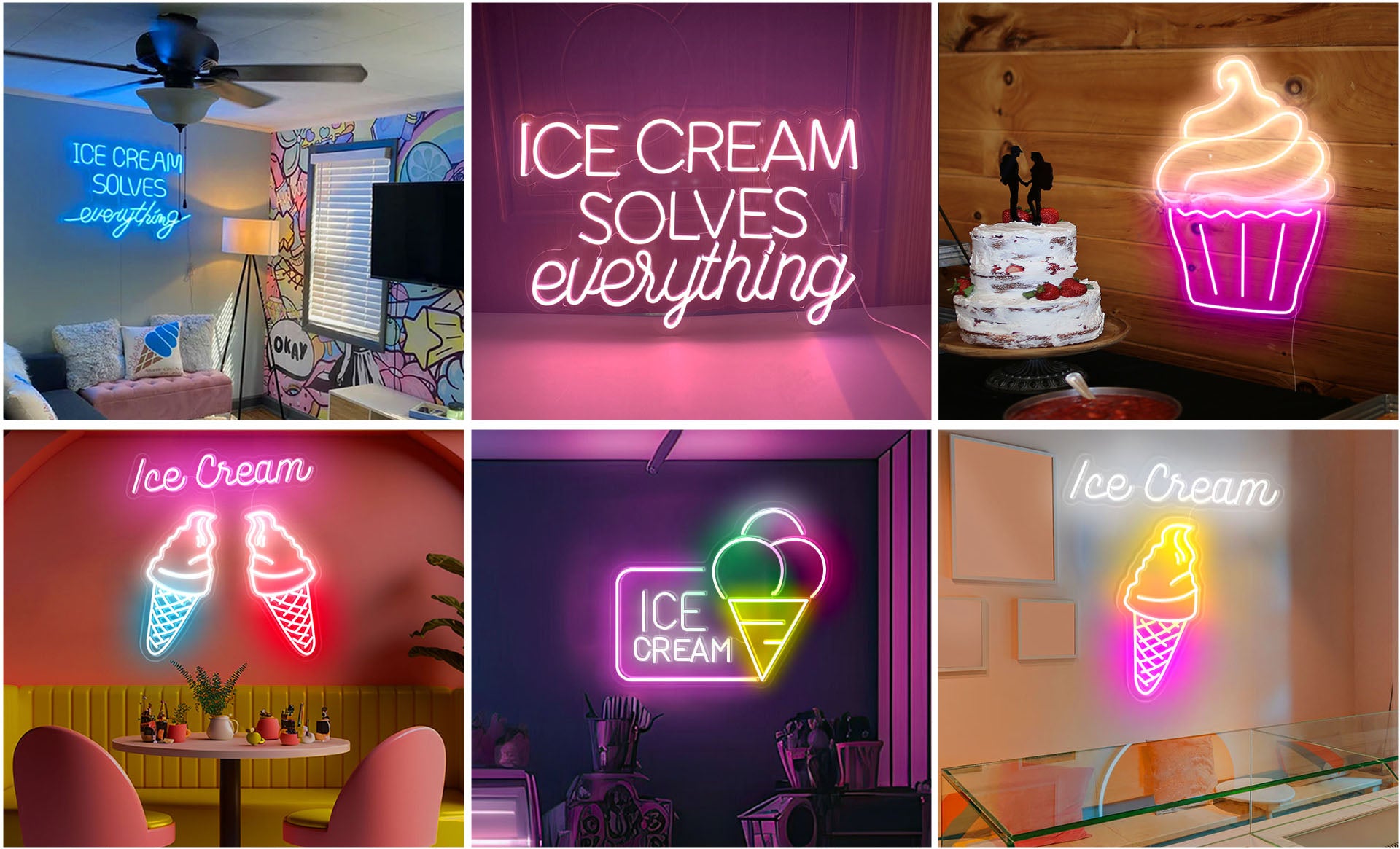 Cool decoration ice cream led neon sign