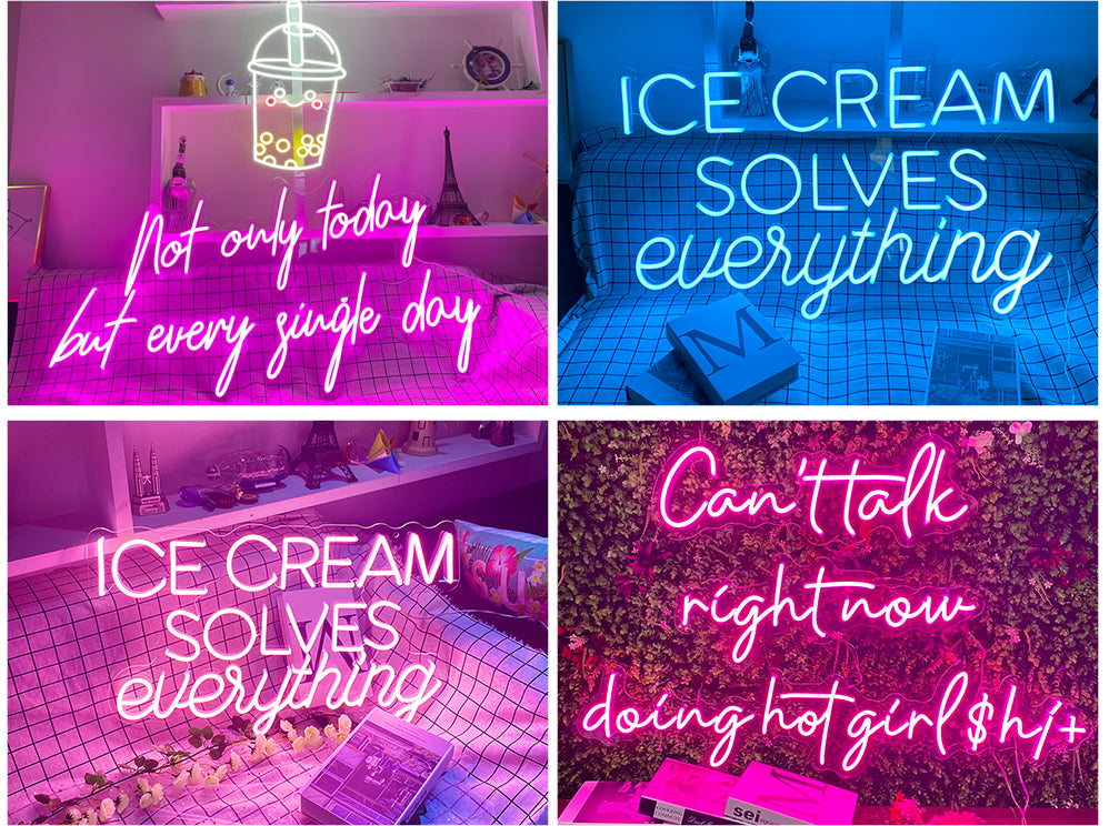 ice cream solves everything neon wall art