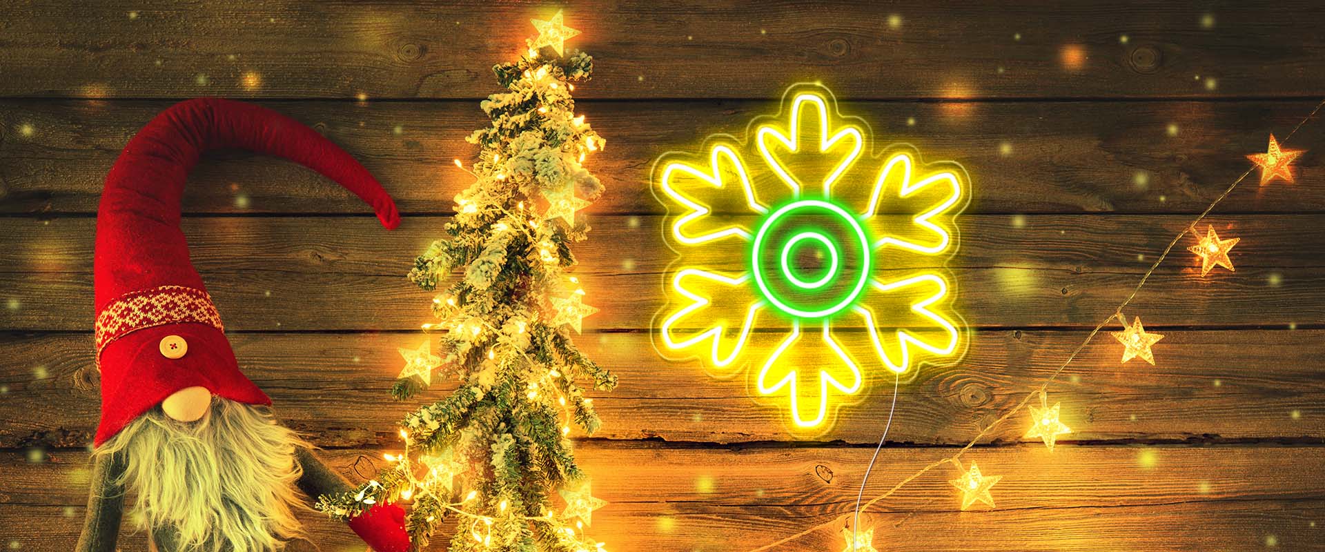 Christmas snowflakes neon light signs